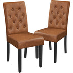 Chaise de salle à manger rembourrée à boutons Yaheetech avec pieds en bois massif, lot de 2 - Lot de 2