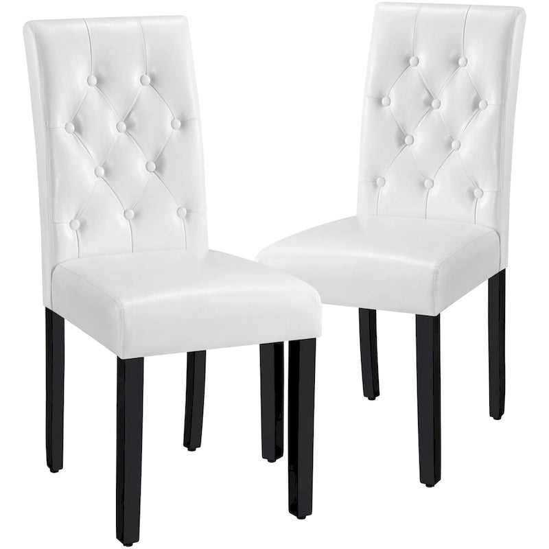 Chaise de salle à manger rembourrée à boutons Yaheetech avec pieds en bois massif, lot de 2 - Lot de 2
