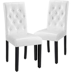 Chaise de salle à manger rembourrée à boutons Yaheetech avec pieds en bois massif, lot de 2 - Lot de 2