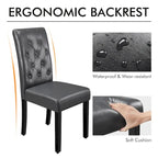 Chaise de salle à manger rembourrée à boutons Yaheetech avec pieds en bois massif, lot de 2 - Lot de 2