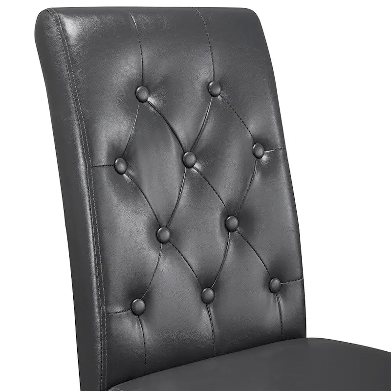 Chaise de salle à manger rembourrée à boutons Yaheetech avec pieds en bois massif, lot de 2 - Lot de 2