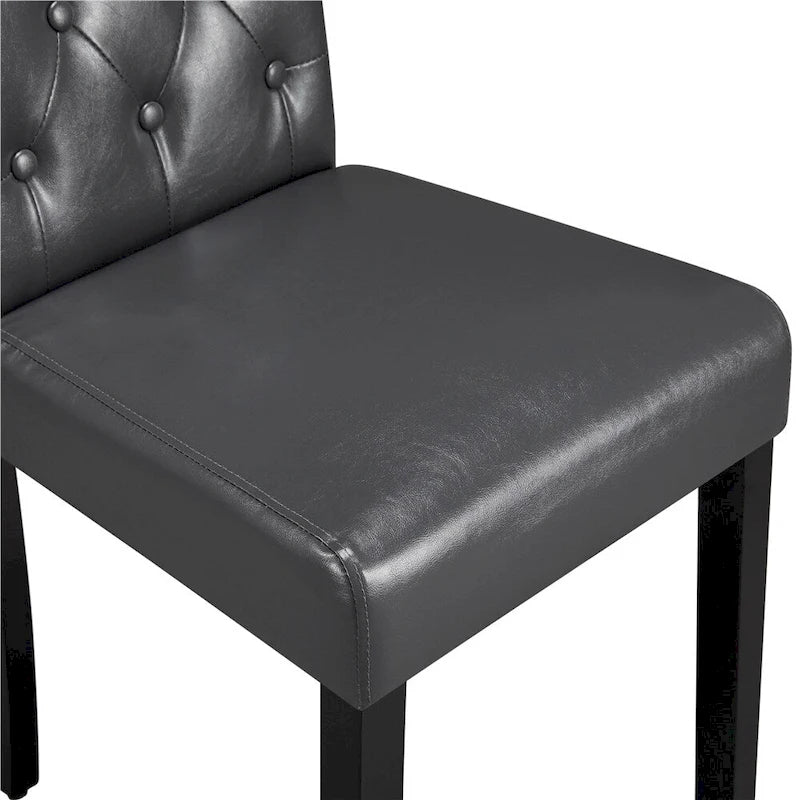 Chaise de salle à manger rembourrée à boutons Yaheetech avec pieds en bois massif, lot de 2 - Lot de 2
