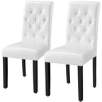 Chaise de salle à manger rembourrée à boutons Yaheetech avec pieds en bois massif, lot de 2 - Lot de 2