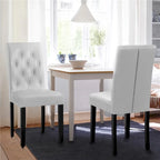 Chaise de salle à manger rembourrée à boutons Yaheetech avec pieds en bois massif, lot de 2 - Lot de 2