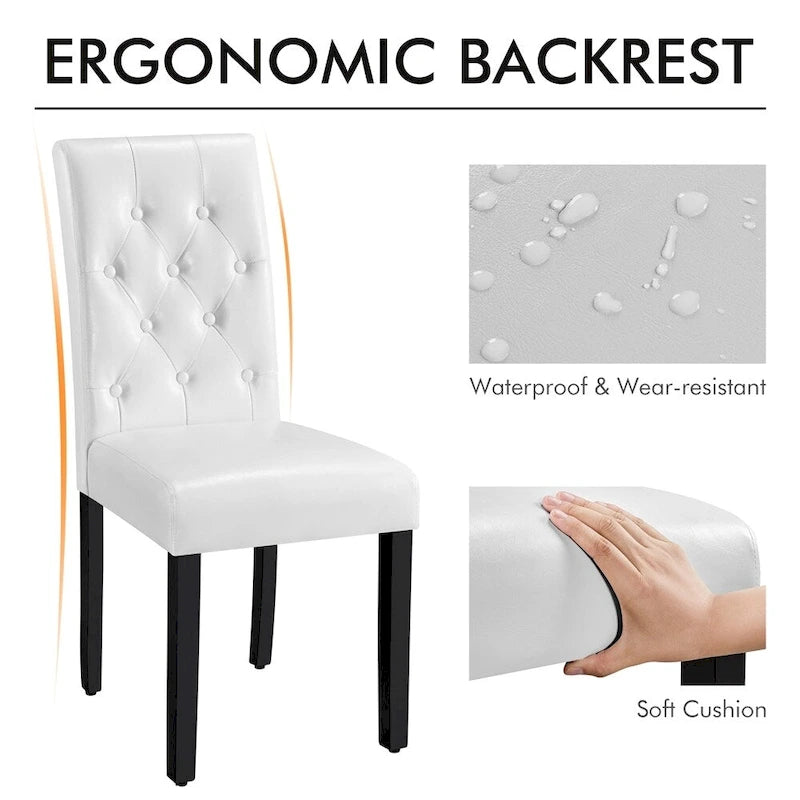 Chaise de salle à manger rembourrée à boutons Yaheetech avec pieds en bois massif, lot de 2 - Lot de 2
