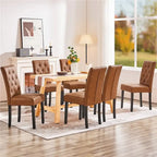 Chaise de salle à manger rembourrée à boutons Yaheetech avec pieds en bois massif, lot de 2 - Lot de 2