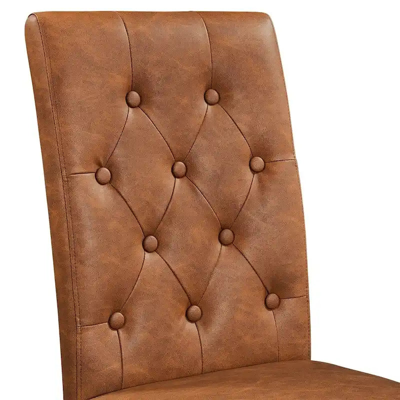 Chaise de salle à manger rembourrée à boutons Yaheetech avec pieds en bois massif, lot de 2 - Lot de 2