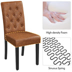 Chaise de salle à manger rembourrée à boutons Yaheetech avec pieds en bois massif, lot de 2 - Lot de 2