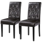 Chaise de salle à manger rembourrée à boutons Yaheetech avec pieds en bois massif, lot de 2 - Lot de 2