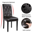 Chaise de salle à manger rembourrée à boutons Yaheetech avec pieds en bois massif, lot de 2 - Lot de 2
