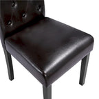 Chaise de salle à manger rembourrée à boutons Yaheetech avec pieds en bois massif, lot de 2 - Lot de 2