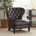 Fauteuil Club Chesterfield Oversize en Cuir Marron Tafton par