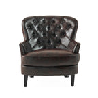 Fauteuil Club Chesterfield Oversize en Cuir Marron Tafton par