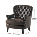Fauteuil Club Chesterfield Oversize en Cuir Marron Tafton par