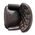 Fauteuil Club Chesterfield Oversize en Cuir Marron Tafton par