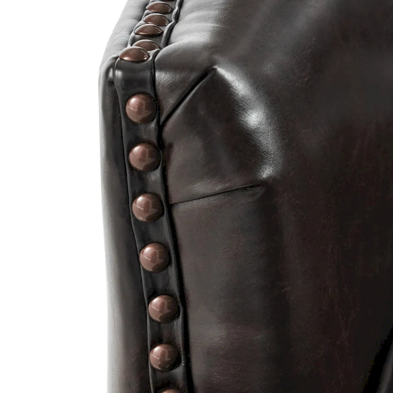 Fauteuil Club Chesterfield Oversize en Cuir Marron Tafton par