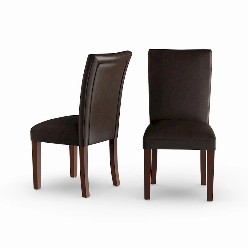  Parsons Dining Chair - Brown Faux Leather - set of 2