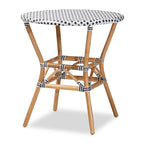 Table à manger Tavor classique française tissée noire et blanche / en rotin naturel pour l'intérieur et l'extérieur