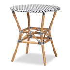 Table à manger Tavor classique française tissée noire et blanche / en rotin naturel pour l'intérieur et l'extérieur