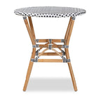 Table à manger Tavor classique française tissée noire et blanche / en rotin naturel pour l'intérieur et l'extérieur
