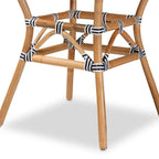 Table à manger Tavor classique française tissée noire et blanche / en rotin naturel pour l'intérieur et l'extérieur