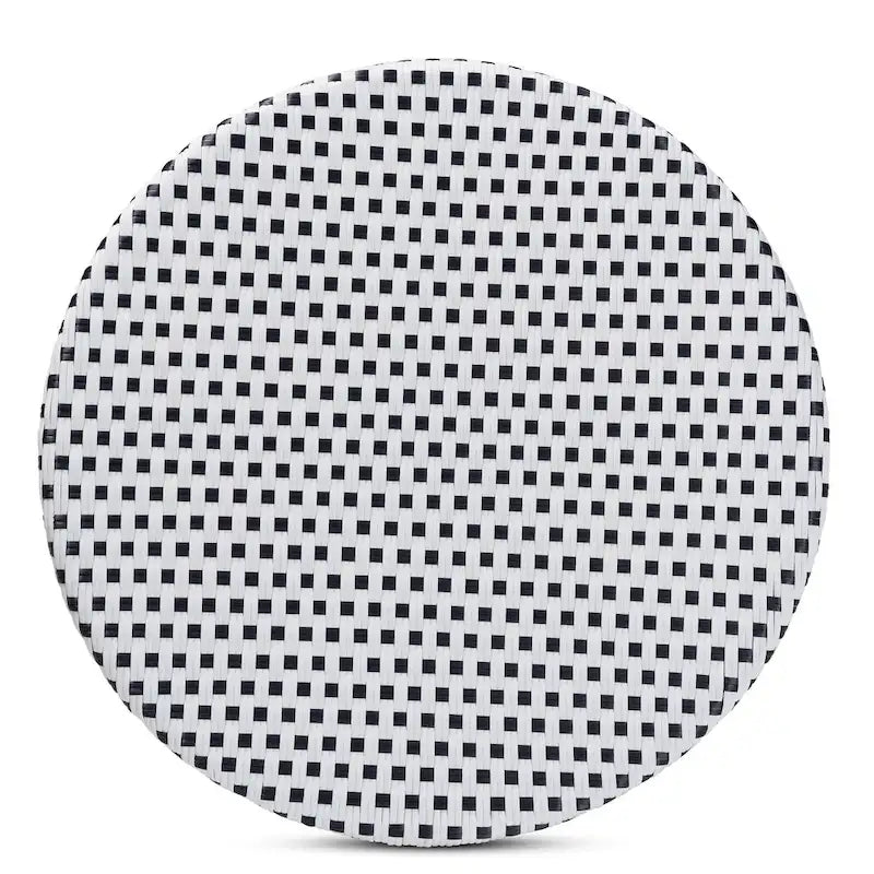 Table à manger Tavor classique française tissée noire et blanche / en rotin naturel pour l'intérieur et l'extérieur