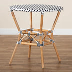 Table à manger Tavor classique française tissée noire et blanche / en rotin naturel pour l'intérieur et l'extérieur