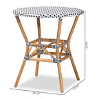 Table à manger Tavor classique française tissée noire et blanche / en rotin naturel pour l'intérieur et l'extérieur