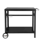Table de travail roulante à double étagère avec poignée, noire
