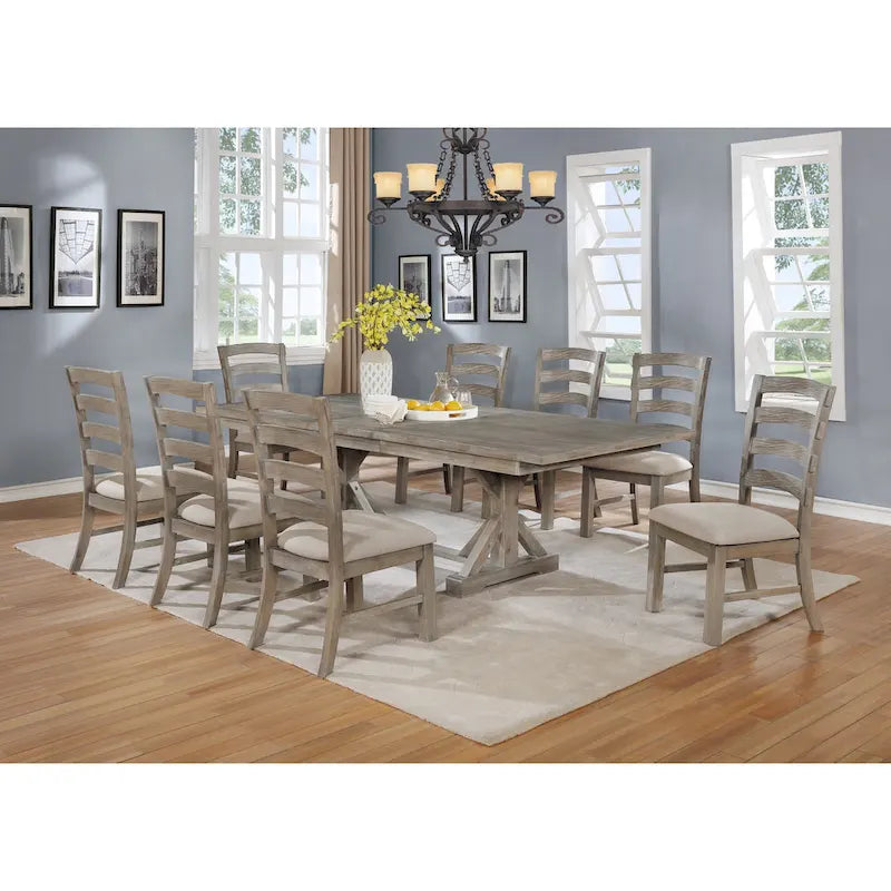  Rustic Trestle 9-piece Dining Set
