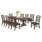 Ensemble de salle à manger rustique 9 pièces avec table à tréteaux