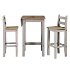 Ensemble de salle à manger en bois, hauteur bar, table à rabats et 2 chaises Collection Corona