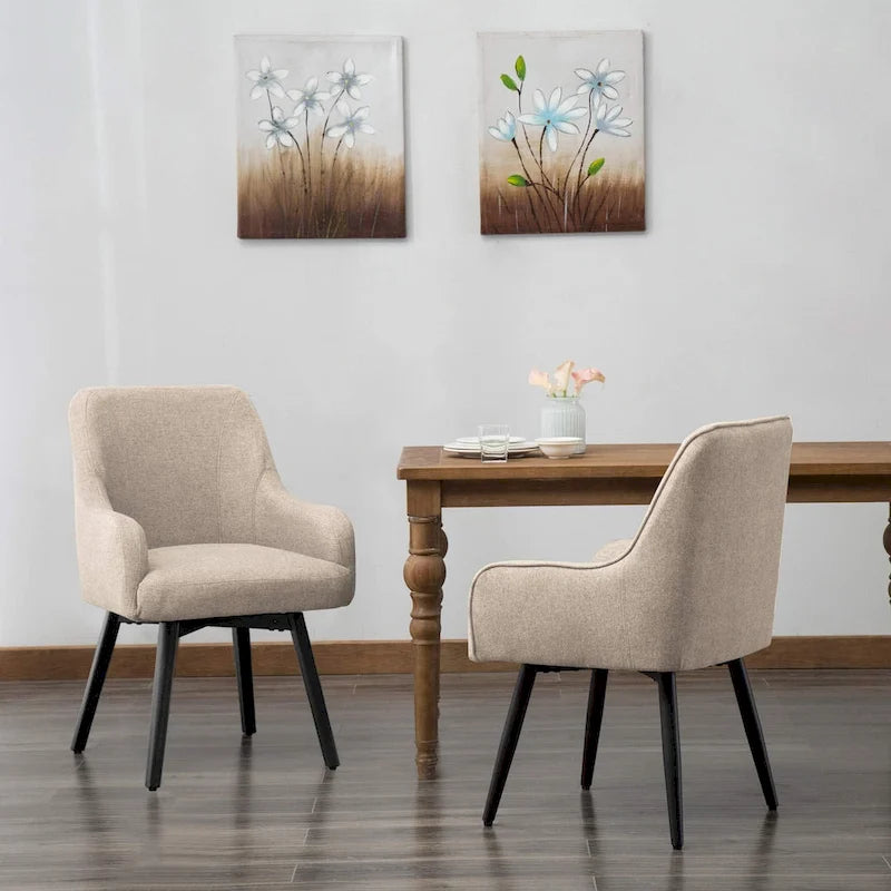 Lot de 2 chaises de salle à manger pivotantes, fauteuils rembourrés, chaises de salon, chaise de bureau avec accoudoirs