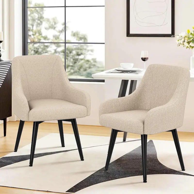 Lot de 2 chaises de salle à manger pivotantes, fauteuils rembourrés, chaises de salon, chaise de bureau avec accoudoirs