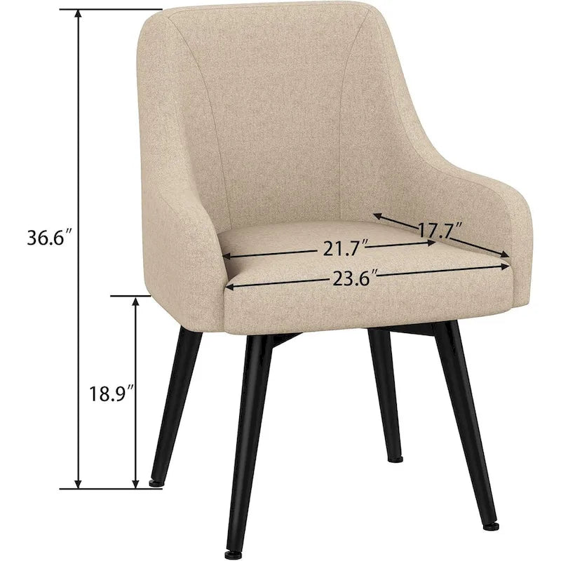 Lot de 2 chaises de salle à manger pivotantes, fauteuils rembourrés, chaises de salon, chaise de bureau avec accoudoirs