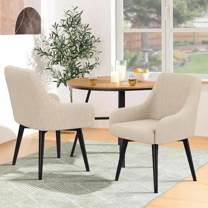 Lot de 2 chaises de salle à manger pivotantes, fauteuils rembourrés, chaises de salon, chaise de bureau avec accoudoirs