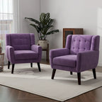 Lot de 2 fauteuils de salon en velours avec accoudoirs