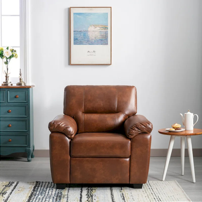 Ensemble de salon rembourré, 2 pièces, fauteuil et canapé en similicuir