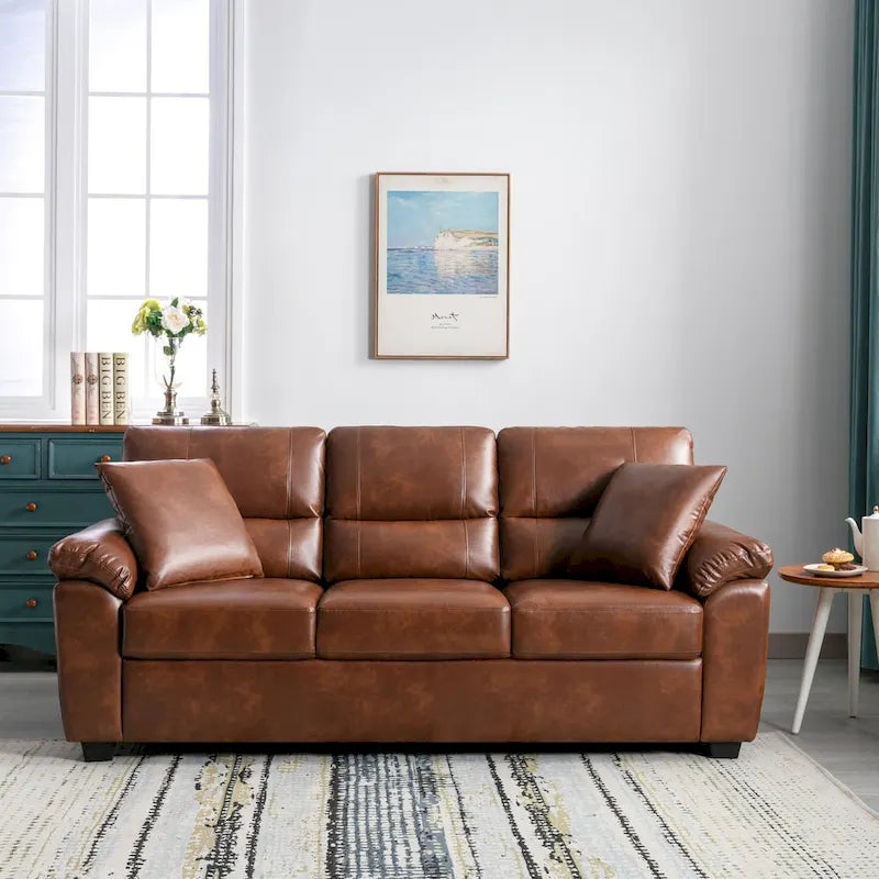 Ensemble de salon rembourré, 2 pièces, fauteuil et canapé en similicuir