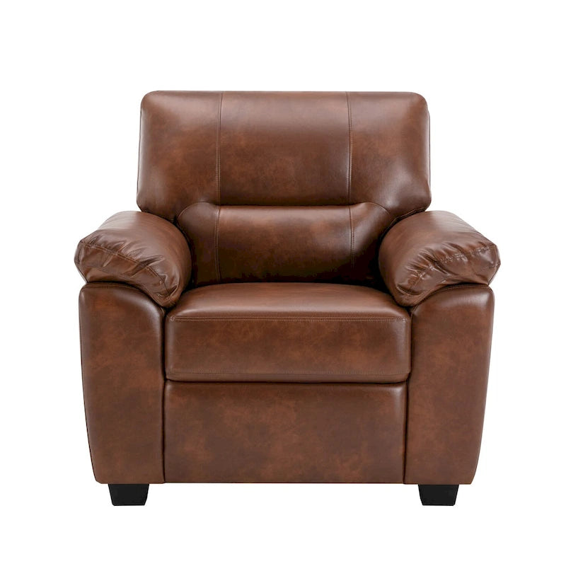 Ensemble de salon rembourré, 2 pièces, fauteuil et canapé en similicuir