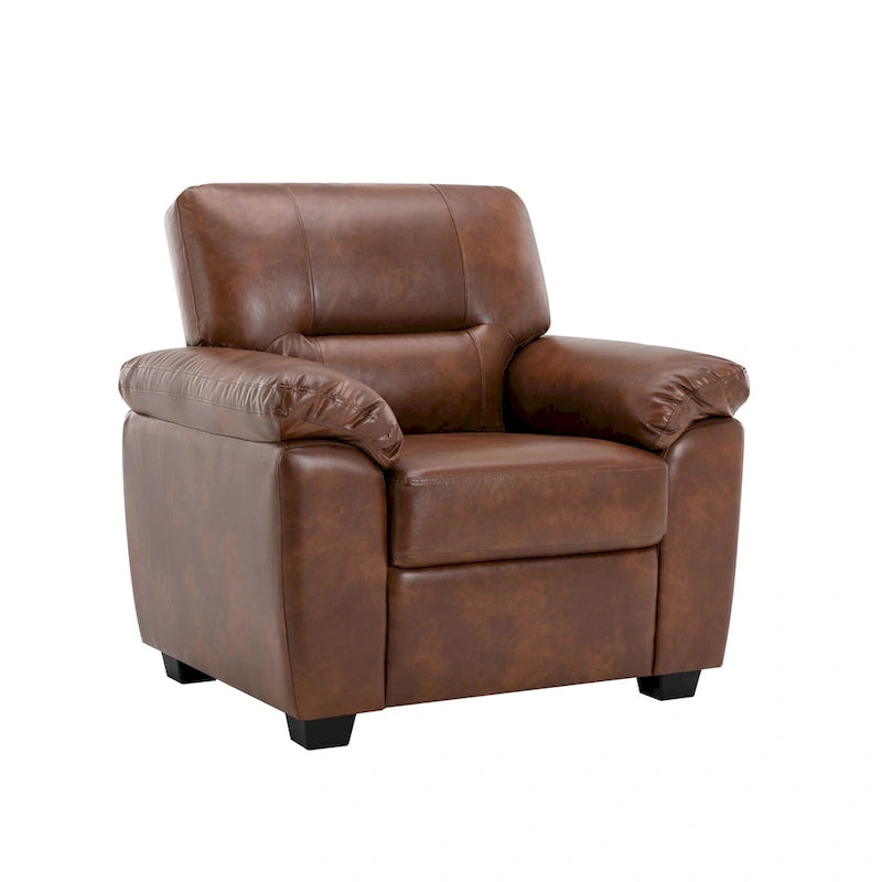 Ensemble de salon rembourré, 2 pièces, fauteuil et canapé en similicuir