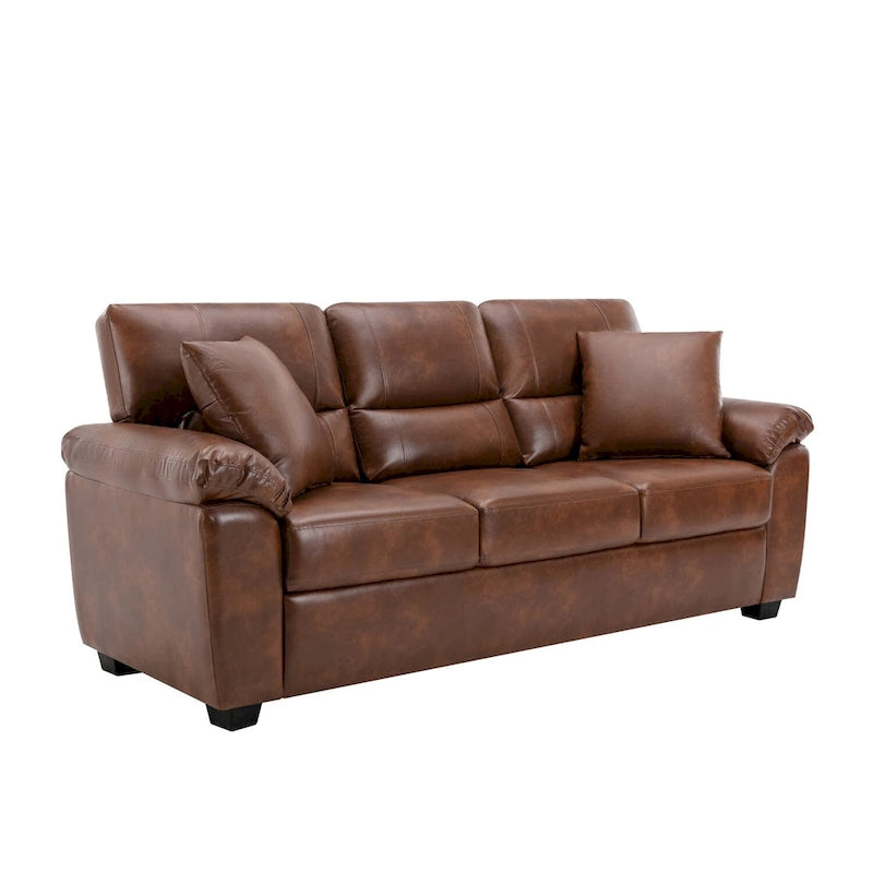 Ensemble de salon rembourré, 2 pièces, fauteuil et canapé en similicuir