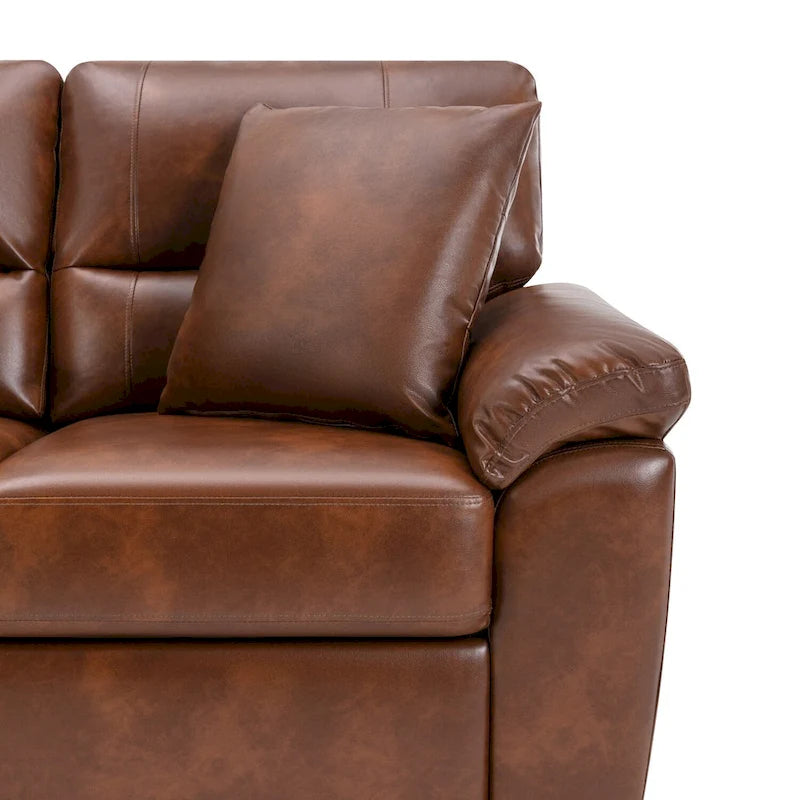 Ensemble de salon rembourré, 2 pièces, fauteuil et canapé en similicuir