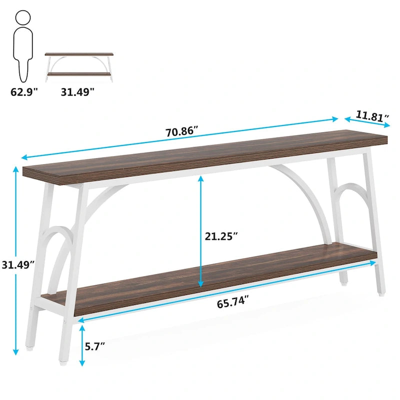 70.8Tables basses, tables consoles très longues à 2 niveaux pour l'entrée