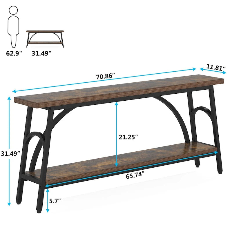 70.8Tables basses, tables consoles très longues à 2 niveaux pour l'entrée