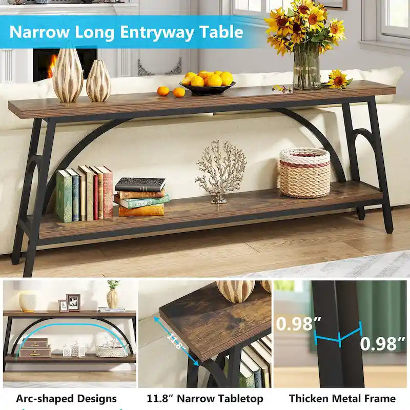 70.8Tables basses, tables consoles très longues à 2 niveaux pour l'entrée