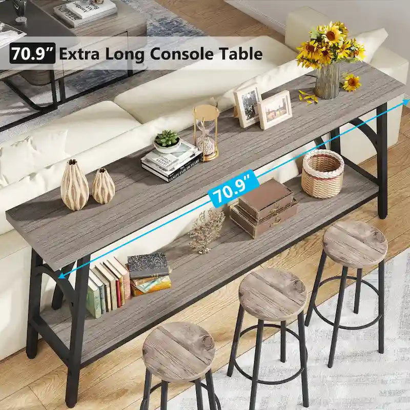 70.8Tables basses, tables consoles très longues à 2 niveaux pour l'entrée