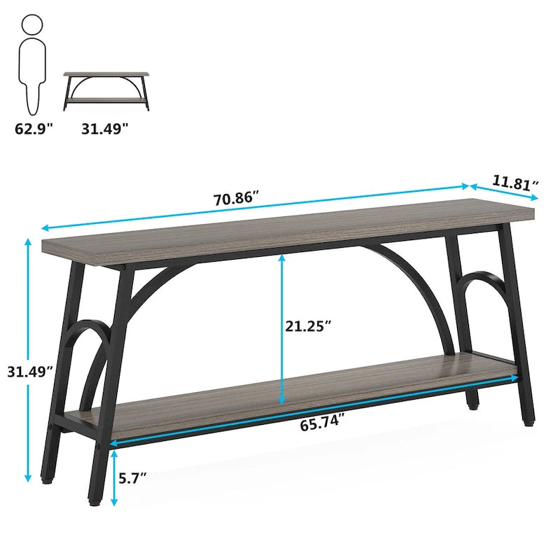 70.8Tables basses, tables consoles très longues à 2 niveaux pour l'entrée