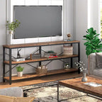 Console de 70,8 pouces, meuble TV à 3 niveaux, table de canapé