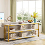 Console de 70,8 pouces, meuble TV à 3 niveaux, table de canapé